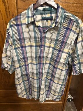 Men's Short-Sleeve Plaid Button-Down Shirt - Multi